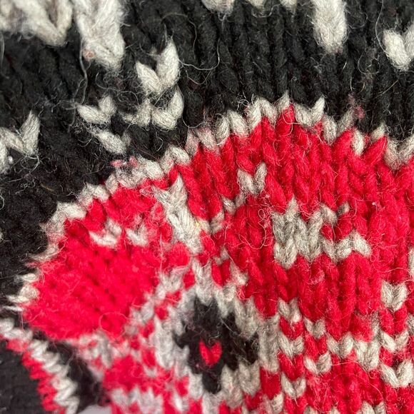 Paititi Woolens Co Full Zip Sweater Size Medium Red Fair Isle Alaska Chunky Knit - Picture 11 of 16
